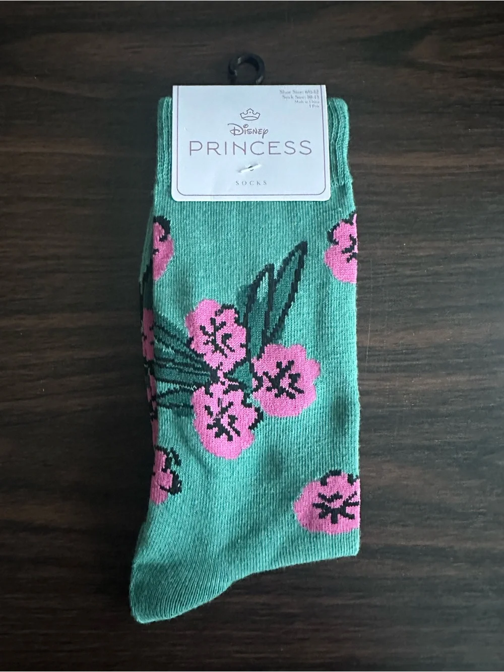 Disney Princess Tiana Floral Crew Socks - Teal & Pink